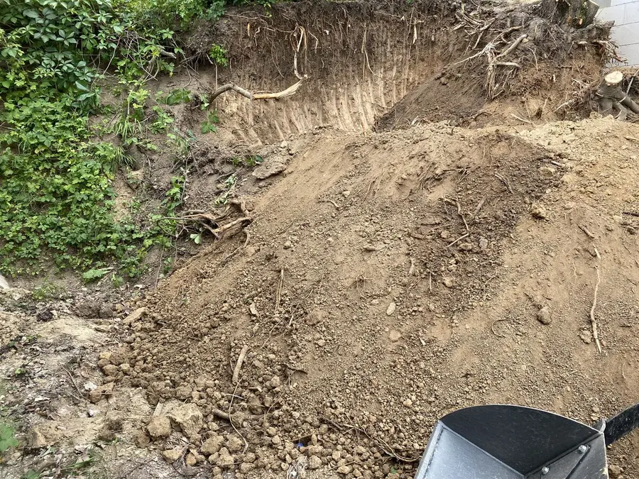 Odkop svahu s kořeny, Zbýšov